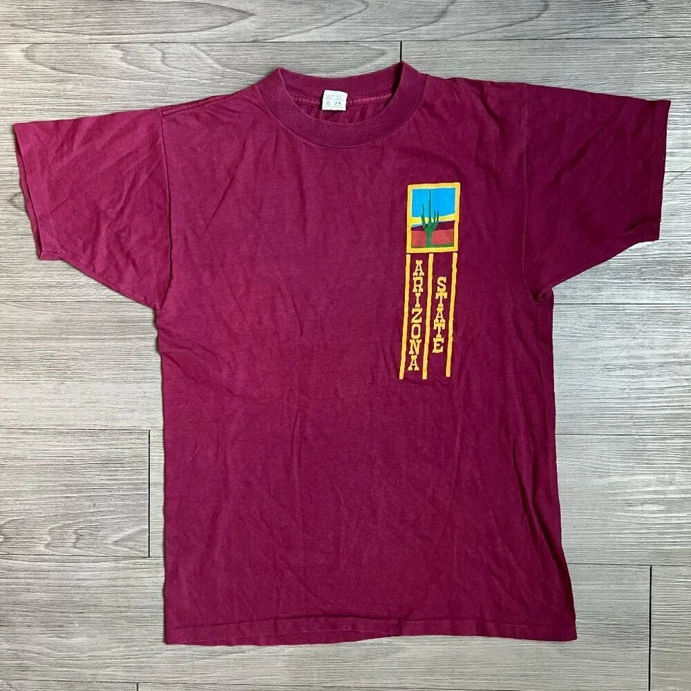 Vintage 80s Arizona State University Single Stitch T-Shirt Burgundy Size M